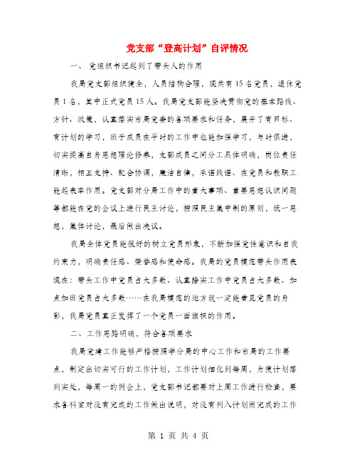 党支部“登高计划”自评情况
