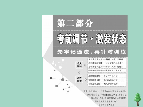 (江苏专用)2020高考物理二轮复习第二部分考前调节激发状态方法规律通晓高考4大解题策略课件