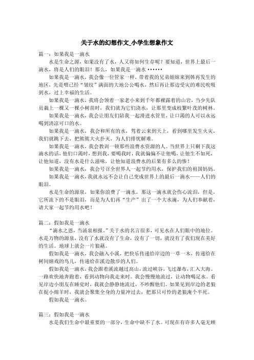 关于水的幻想作文_小学生想象作文