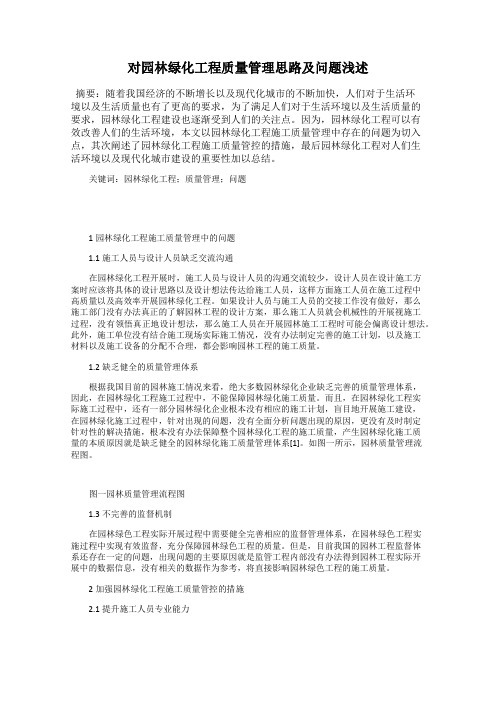 对园林绿化工程质量管理思路及问题浅述