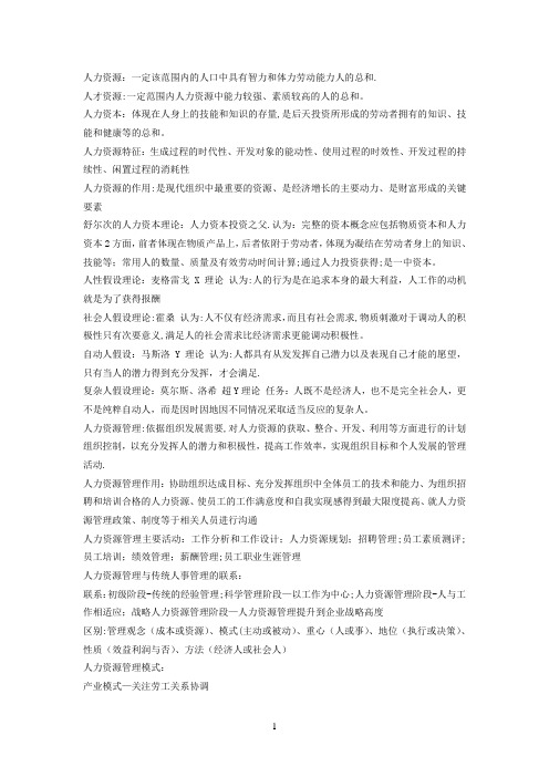 自考-人力资源管理-笔记