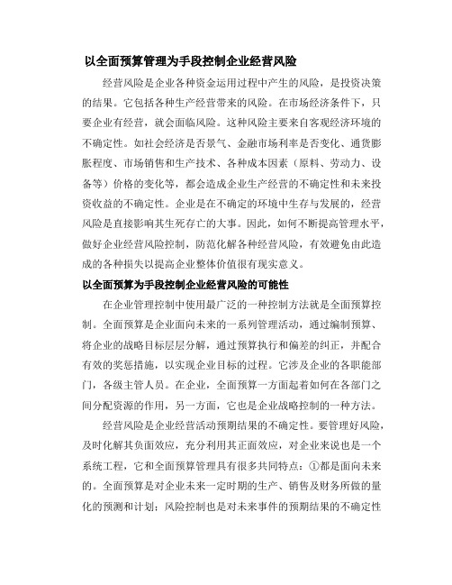 预算控制风险