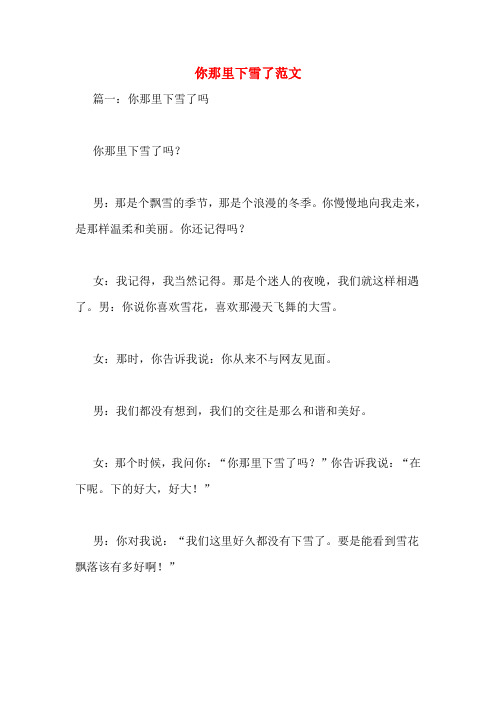 你那里下雪了范文