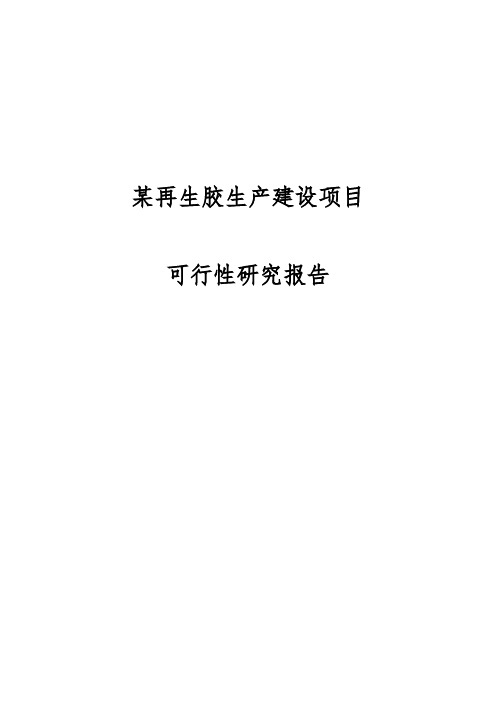 某再生胶生产建设项目可行性实施报告