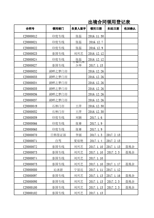 合同领用登记表