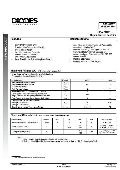 SBR3060CT中文资料