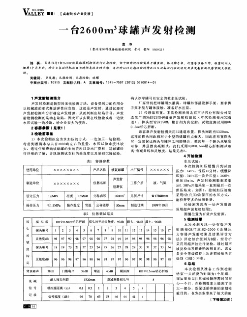 一台2600m 3球罐声发射检测