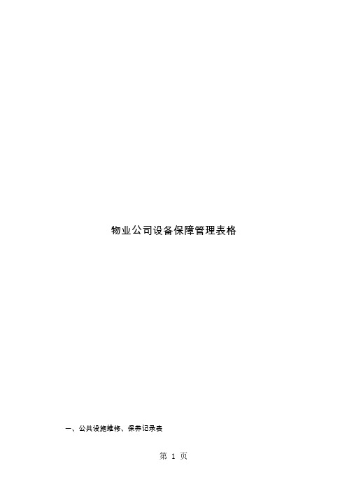 物业公司设备保障管理表格共22页