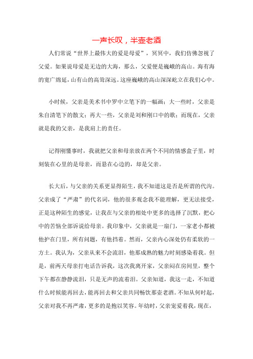 一声长叹,半壶老酒