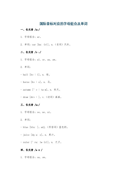 国际音标对应的字母组合及单词