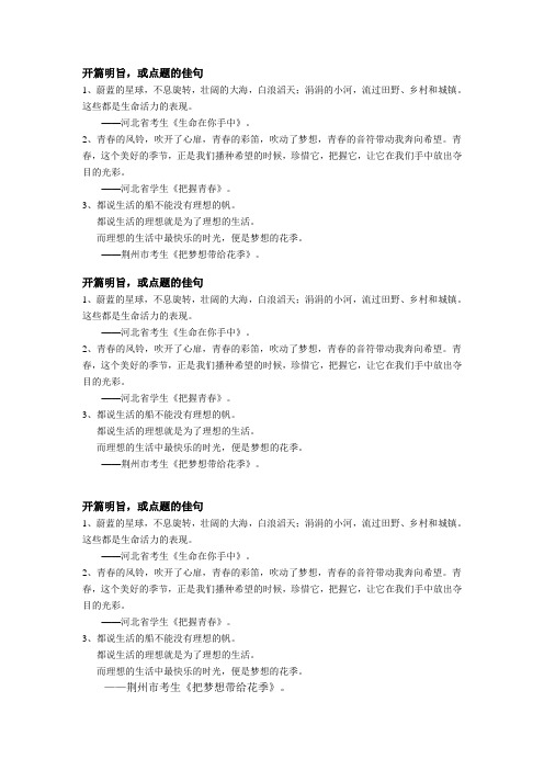 点题的佳句
