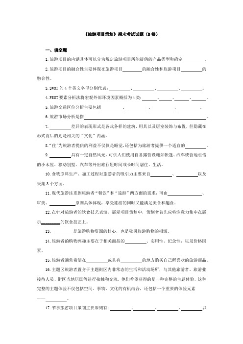 旅游项目策划B卷试题
