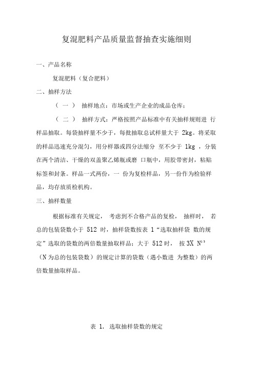 复合肥料抽样细则