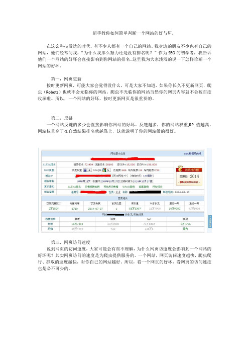 新手教你如何简单判断一个网站的好与坏。