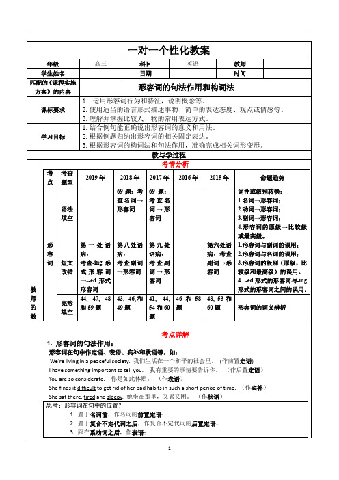 高中英语语法——形容词和副词(知识点讲解和习题练习)