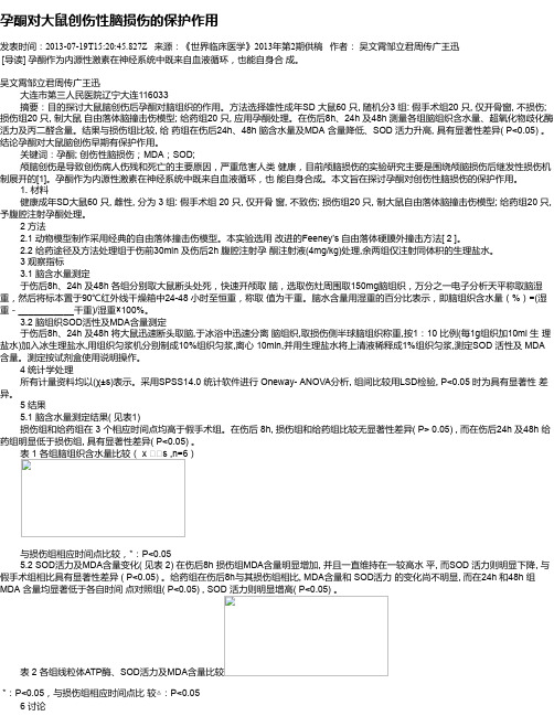 孕酮对大鼠创伤性脑损伤的保护作用