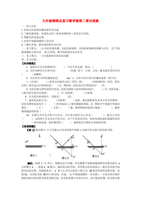 中考物理 第二章《光现象》教学案