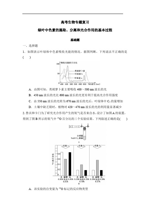 高考生物专题复习：绿叶中色素的提取、分离和光合作用的基本过程