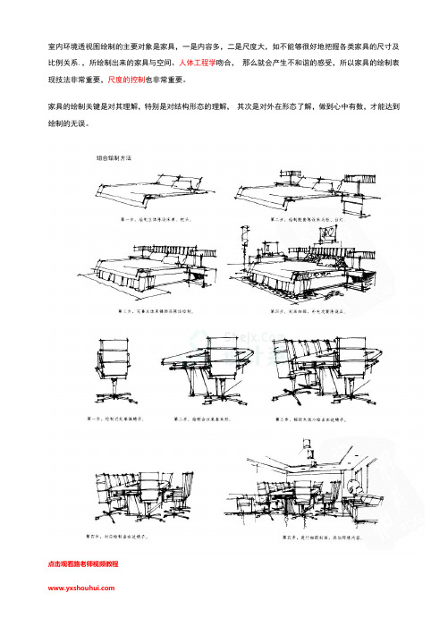 手绘学习方案、【4】 手绘组合家具线稿的画法、技巧及其练习方法