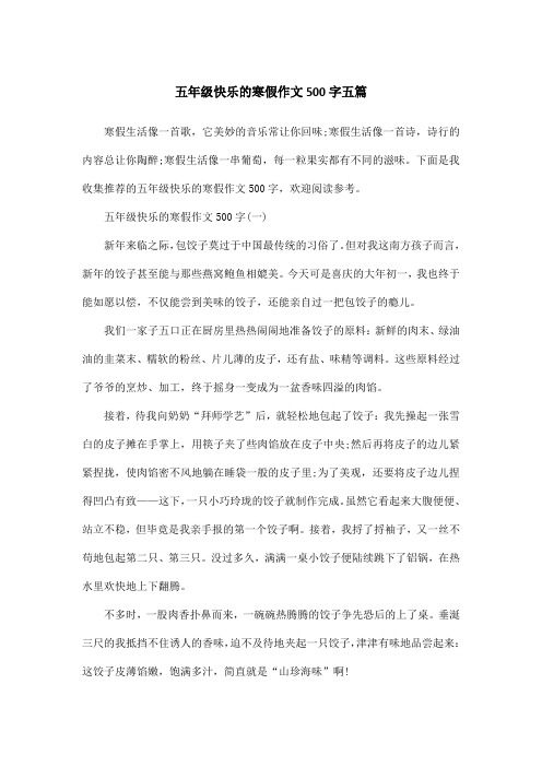 五年级快乐的寒假作文500字五篇