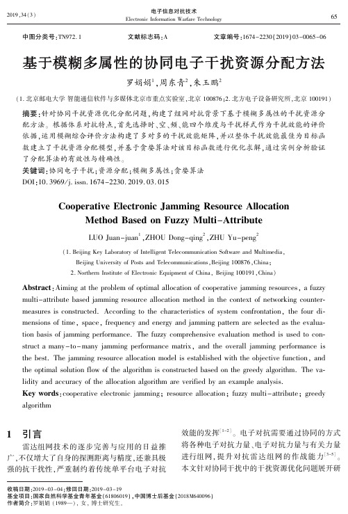 基于模糊多属性的协同电子干扰资源分配方法