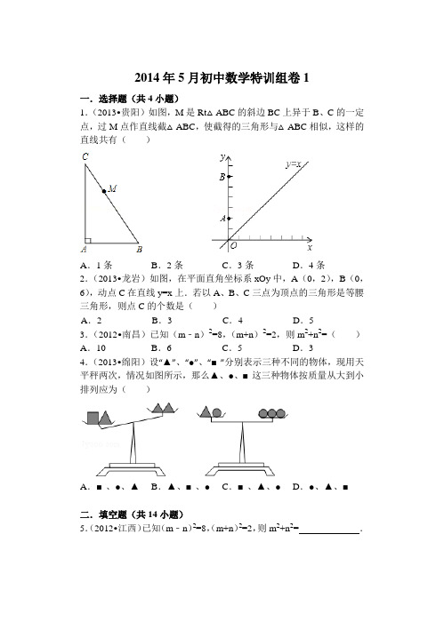 2014年5月初中数学特训组卷1