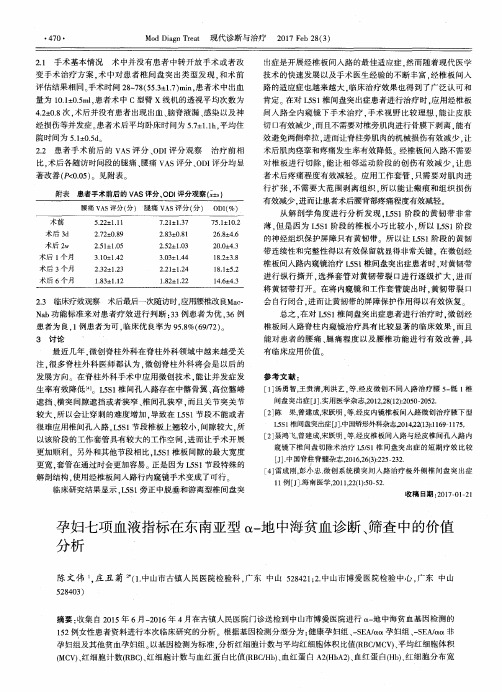 孕妇七项血液指标在东南亚型α-地中海贫血诊断、筛查中的价值分析