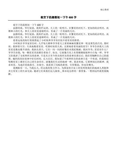 夜空下的遐想初一下午600字