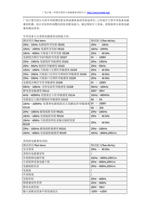 国防军工电子装备电磁兼容试验服务