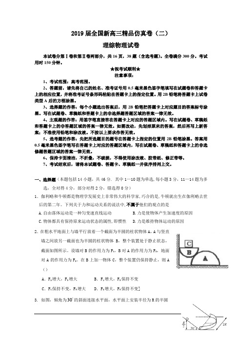 2019届全国新高三精品仿真卷(二)理综物理试卷