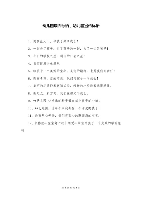 幼儿园墙面标语,幼儿园宣传标语