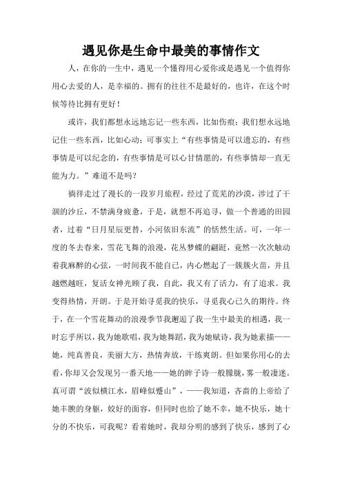 遇见你是生命中最美的事情作文(精编版)