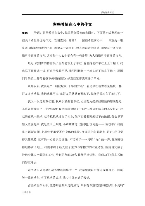 留些希望在心中的作文