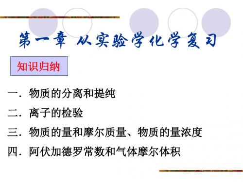 人教版高中化学必修一复习课件第一章从实验学化学共16张PPT