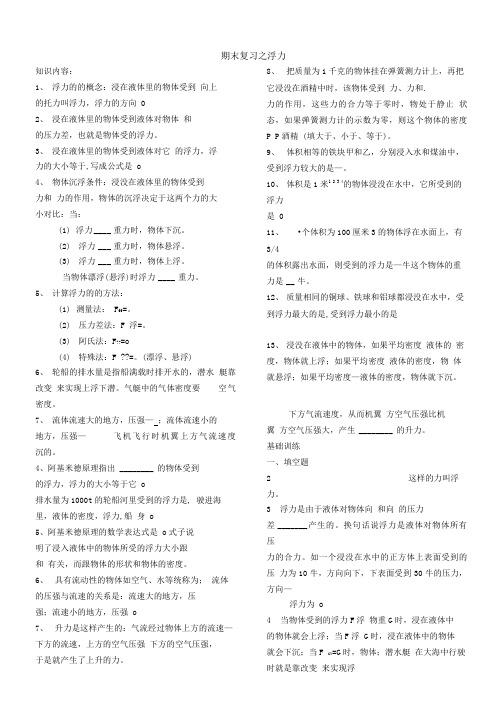 [人教版][九年级物理单元测试题]期末复习之浮力.doc