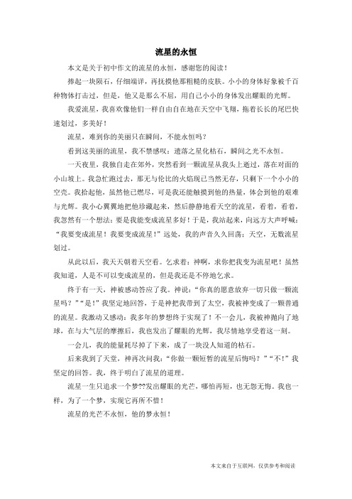 流星的永恒_初中作文_1