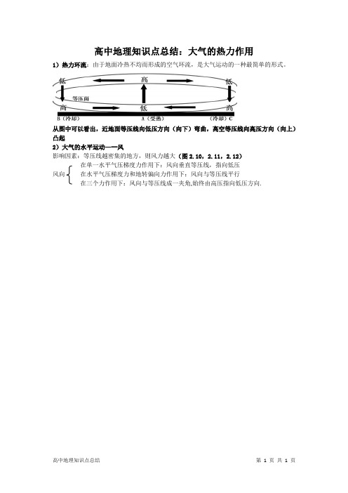 高中地理知识点总结：大气的热力作用