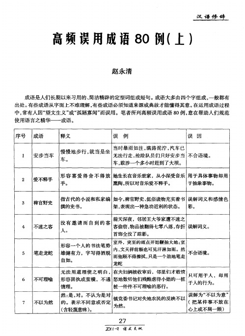 高频误用成语80例(上)
