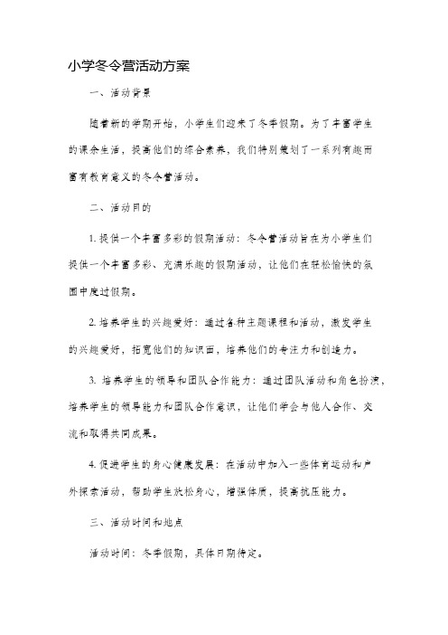 小学冬令营活动方案