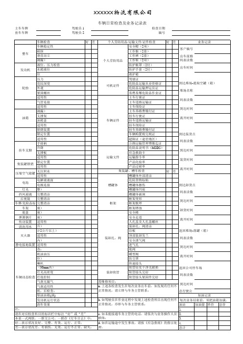 车辆日常检查及业务记录表