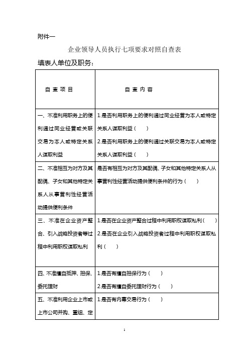 关于认真贯彻落实国有企业领导人员廉洁自律七项要求的通知