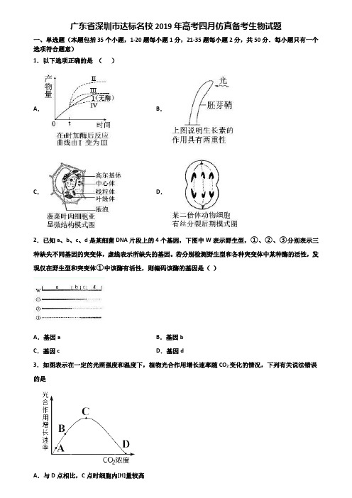 广东省深圳市达标名校2019年高考四月仿真备考生物试题含解析