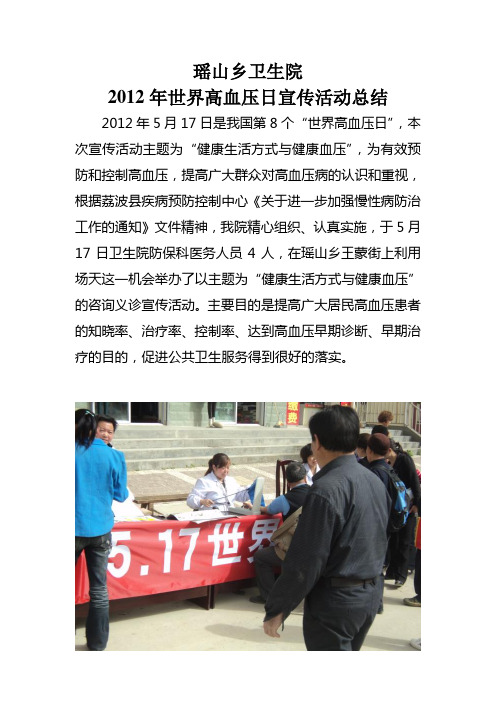2012年5[1].17世界高血压日活动总结