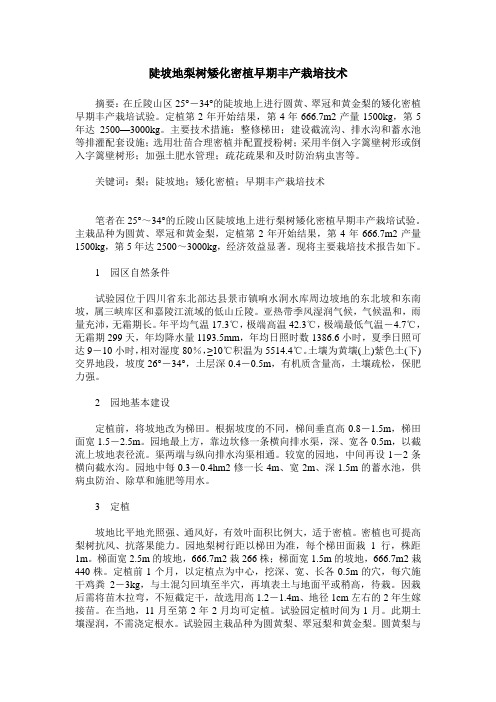 陡坡地梨树矮化密植早期丰产栽培技术