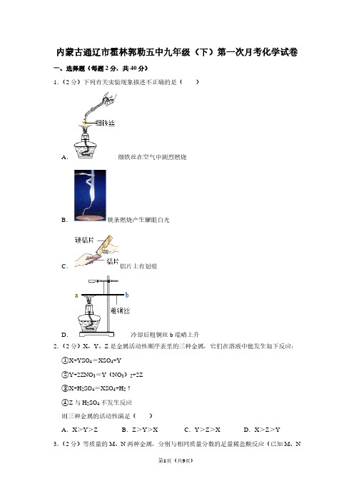 内蒙古通辽市霍林郭勒五中九年级(下)第一次月考化学试卷