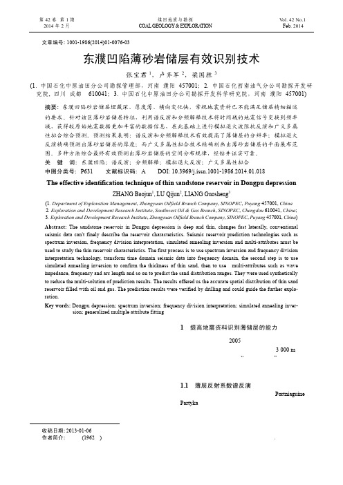 东濮凹陷薄砂岩储层有效识别技术