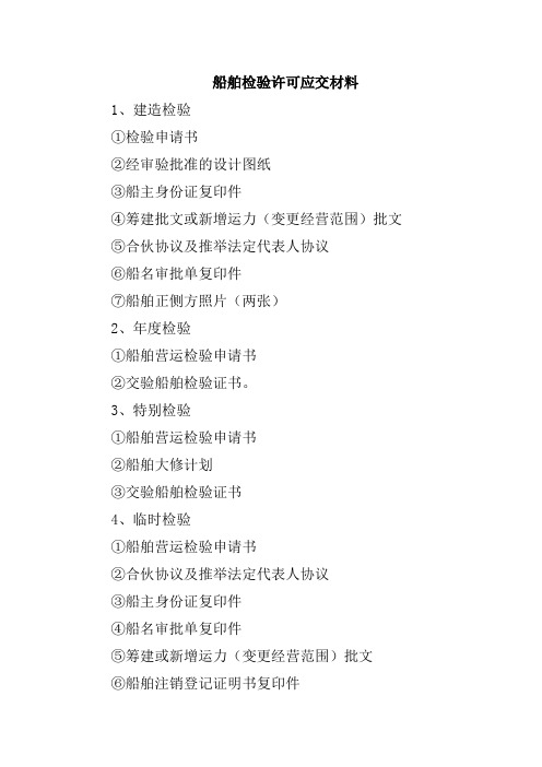 船舶检验许可应交材料