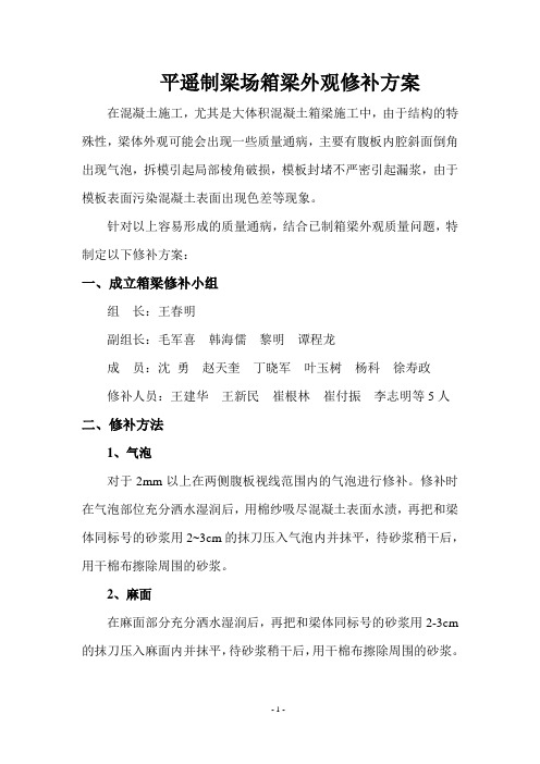 箱梁外观修补方案