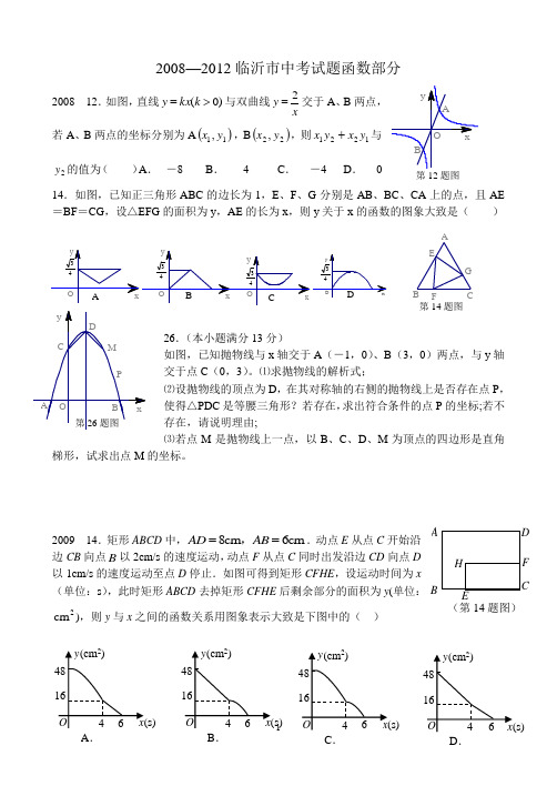 2008-2012临沂市函数部分中考题