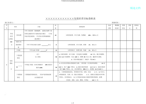 年度经营目标考核标准表格范例